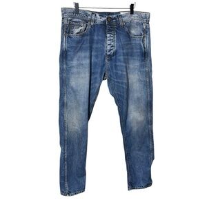Selected Homme Men's Blue Tapered Jeans Size 38 Button Fly